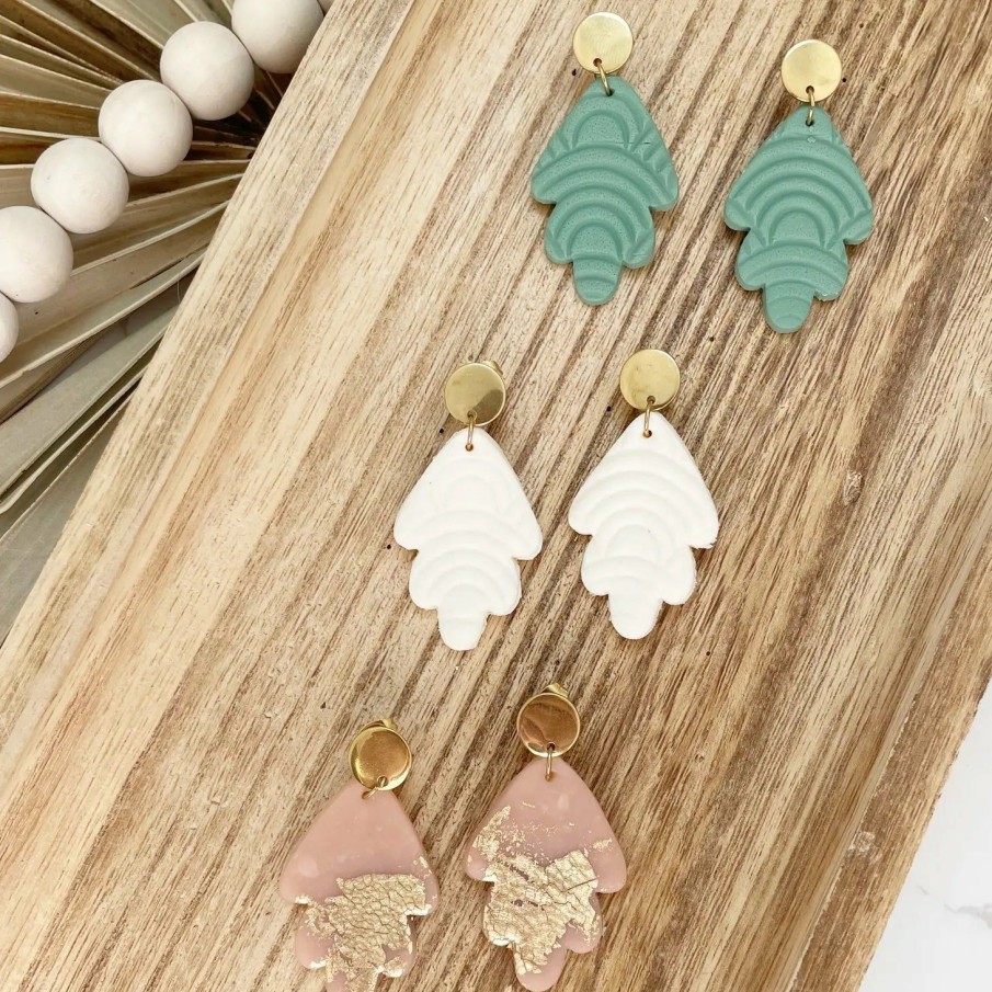 Accessories * | Spring Leaf Clay Dangle Earrings Reasonable Price