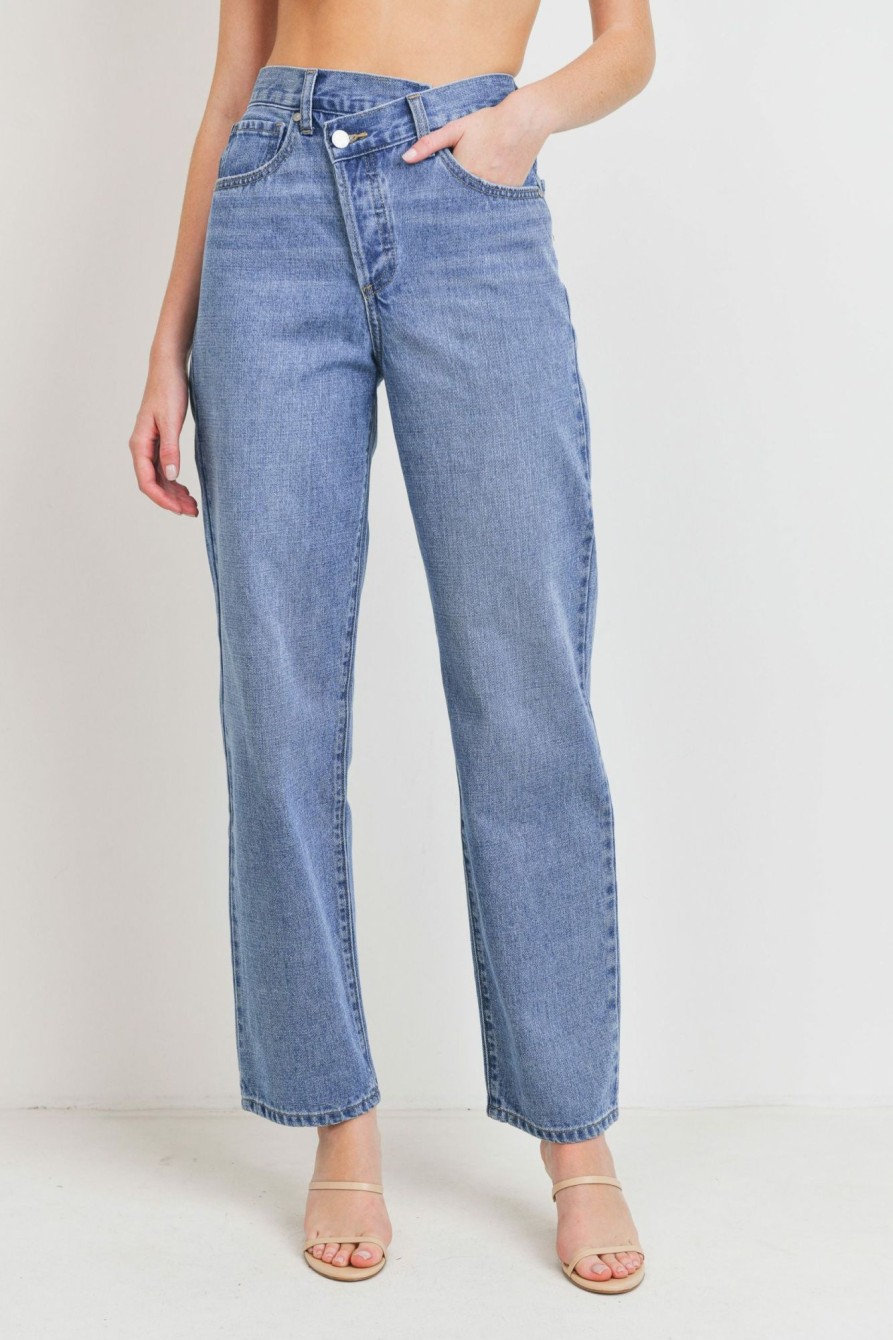 Clothing * | Jbd Criss Cross High Rise Straight Jeans Bestsellers