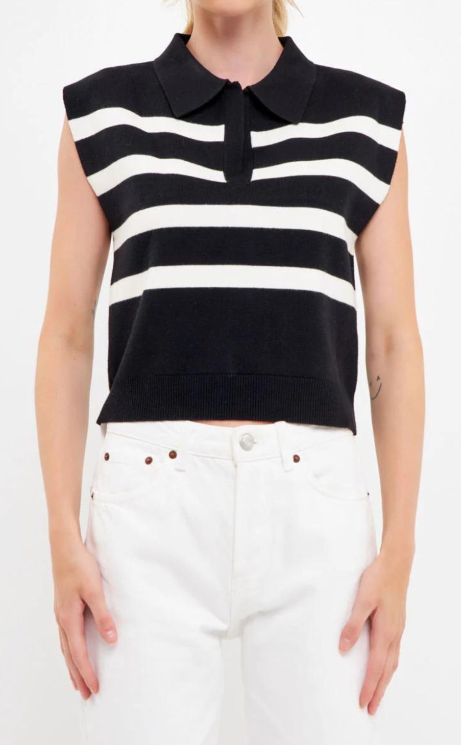 Clothing * | Striped Knit Sleeveless Top Best Quality