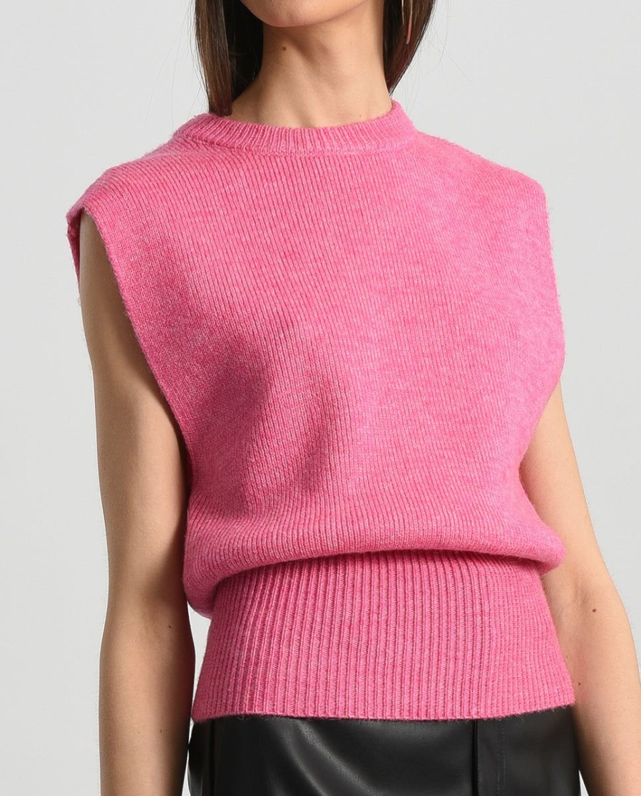 Clothing * | Ribbed Waistline Sweater Vest Best Sale