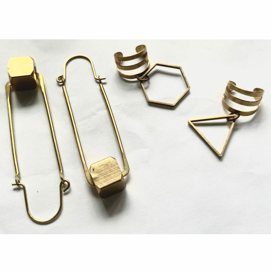 Accessories * | Brass Geometric Ear Cuffs Top Sell