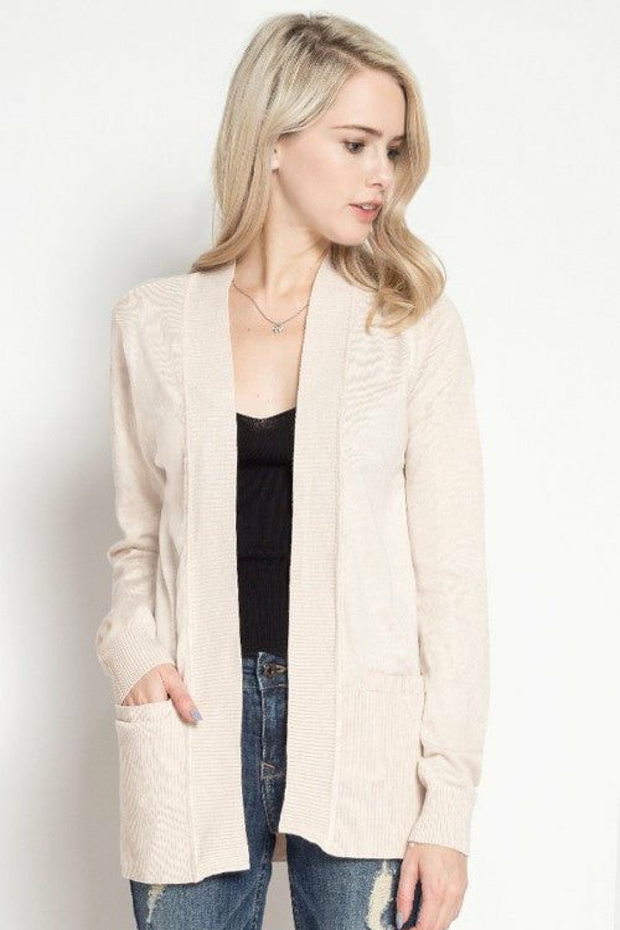 Clothing * | Open Lightweight Cardigan Best-Selling Off White