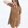 Clothing * | V-Neck Flare Tiered Dress Reliable Quality