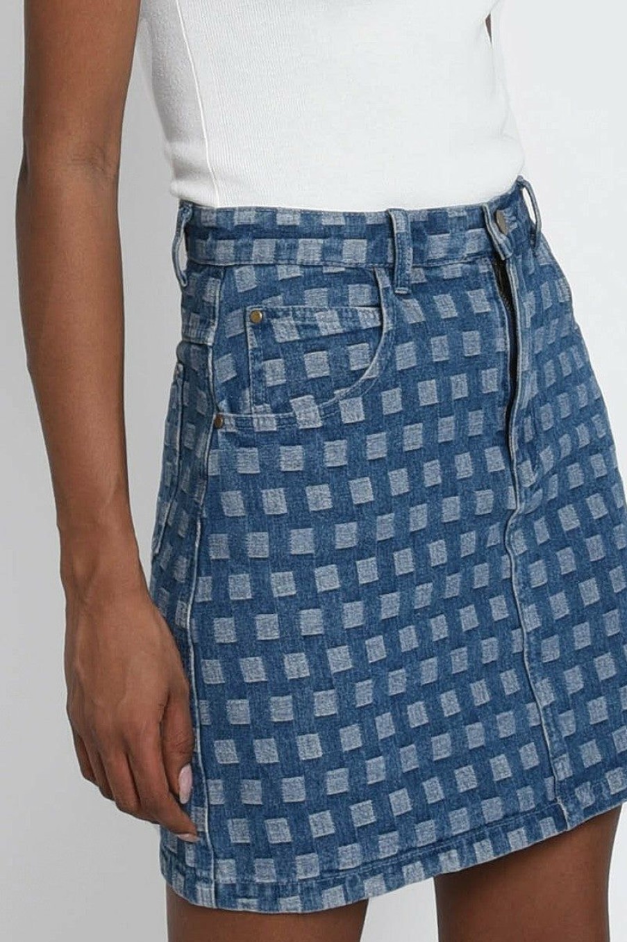 Clothing * | Printed Denim Mini Skirt Classical