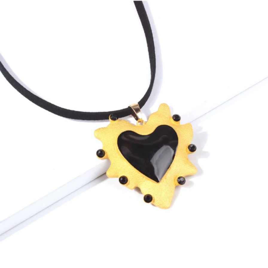 Accessories * | Black Heart Necklace Best Quality