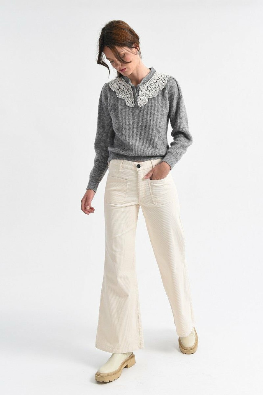 Clothing * | Flare Leg Corduroy Pants Lower Price