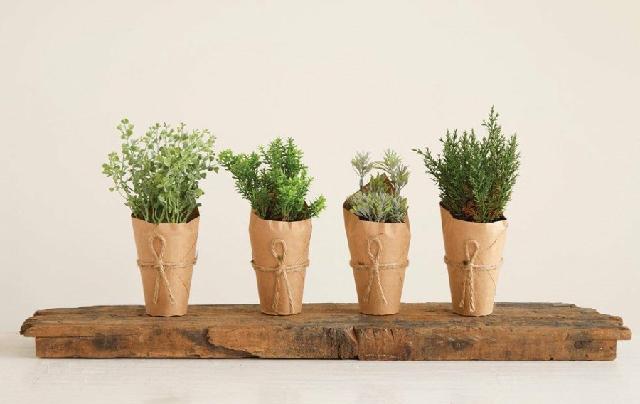 Accessories * | Faux Green Plants In Paper Pot Sale Online