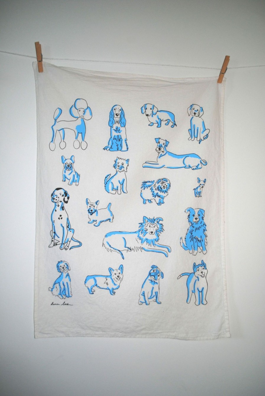 Accessories * | Dog Print Flour Sack Tea Towel By Danni Locke Fashionable