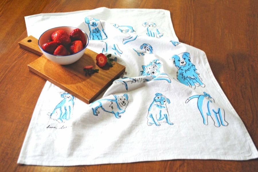 Accessories * | Dog Print Flour Sack Tea Towel By Danni Locke Fashionable