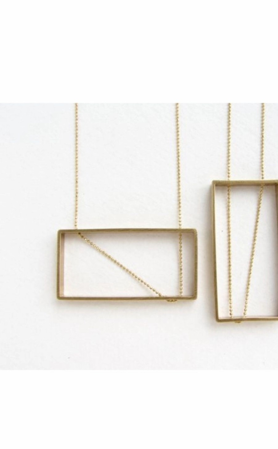 Accessories * | Horizontal Brass Rectangle Pendant Necklace Sale Online