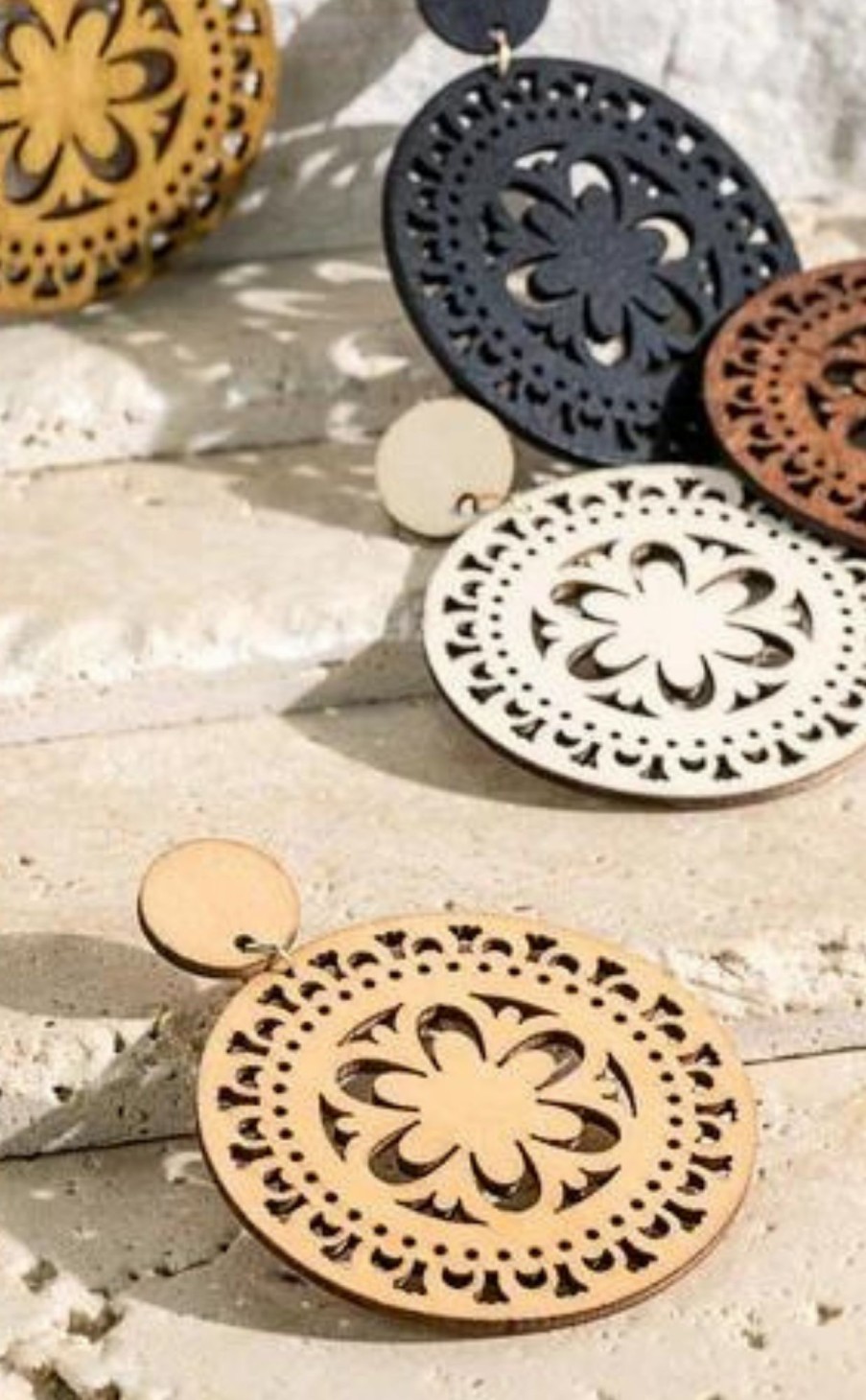 Accessories * | Wood Circle Earrings Sale Online