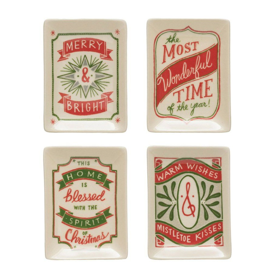 Accessories * | Stoneware Dish With Holiday Sayings Reliable Quality