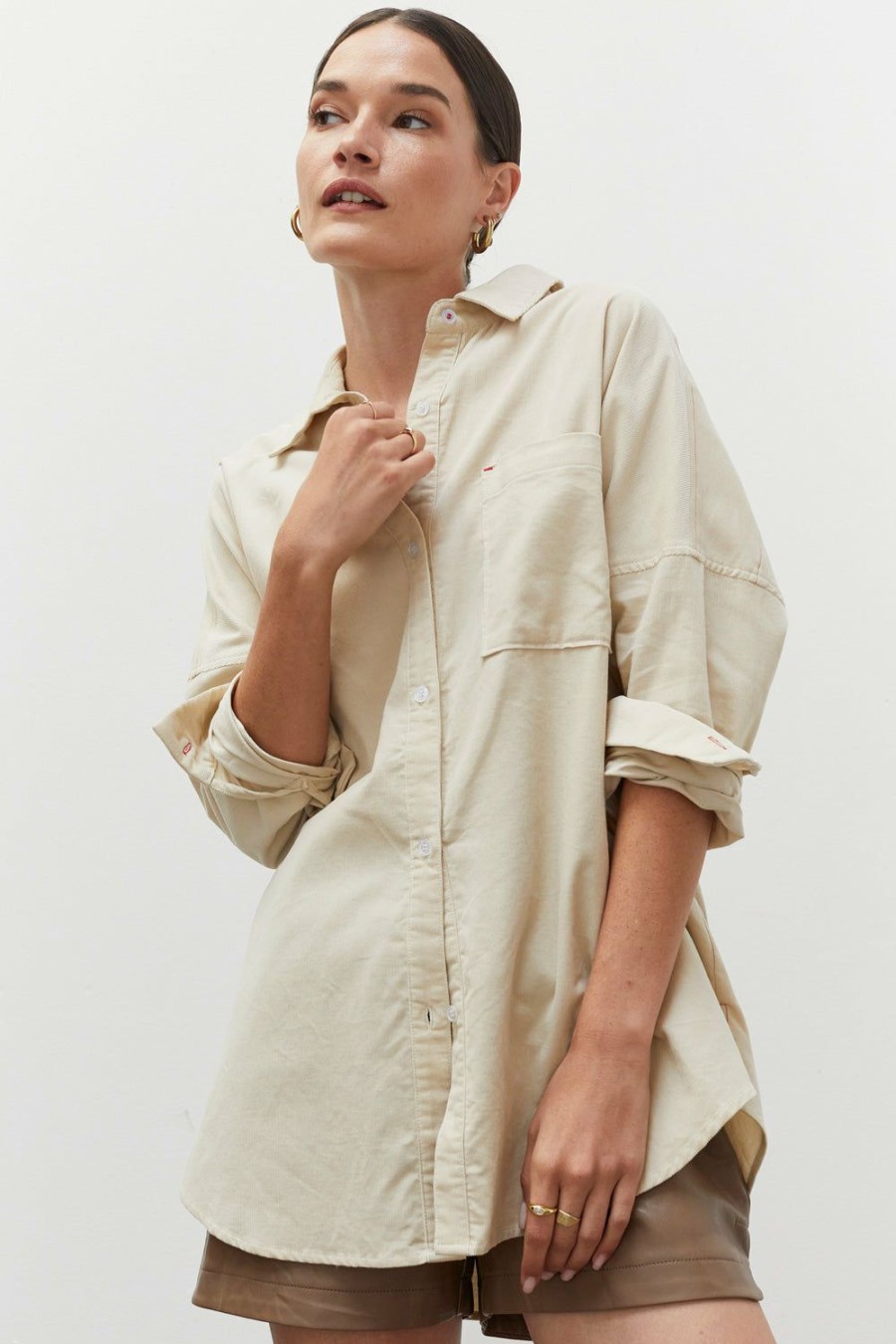 Clothing * | Mardi Lightweight Corduroy Oversized Shirt Hot Sell