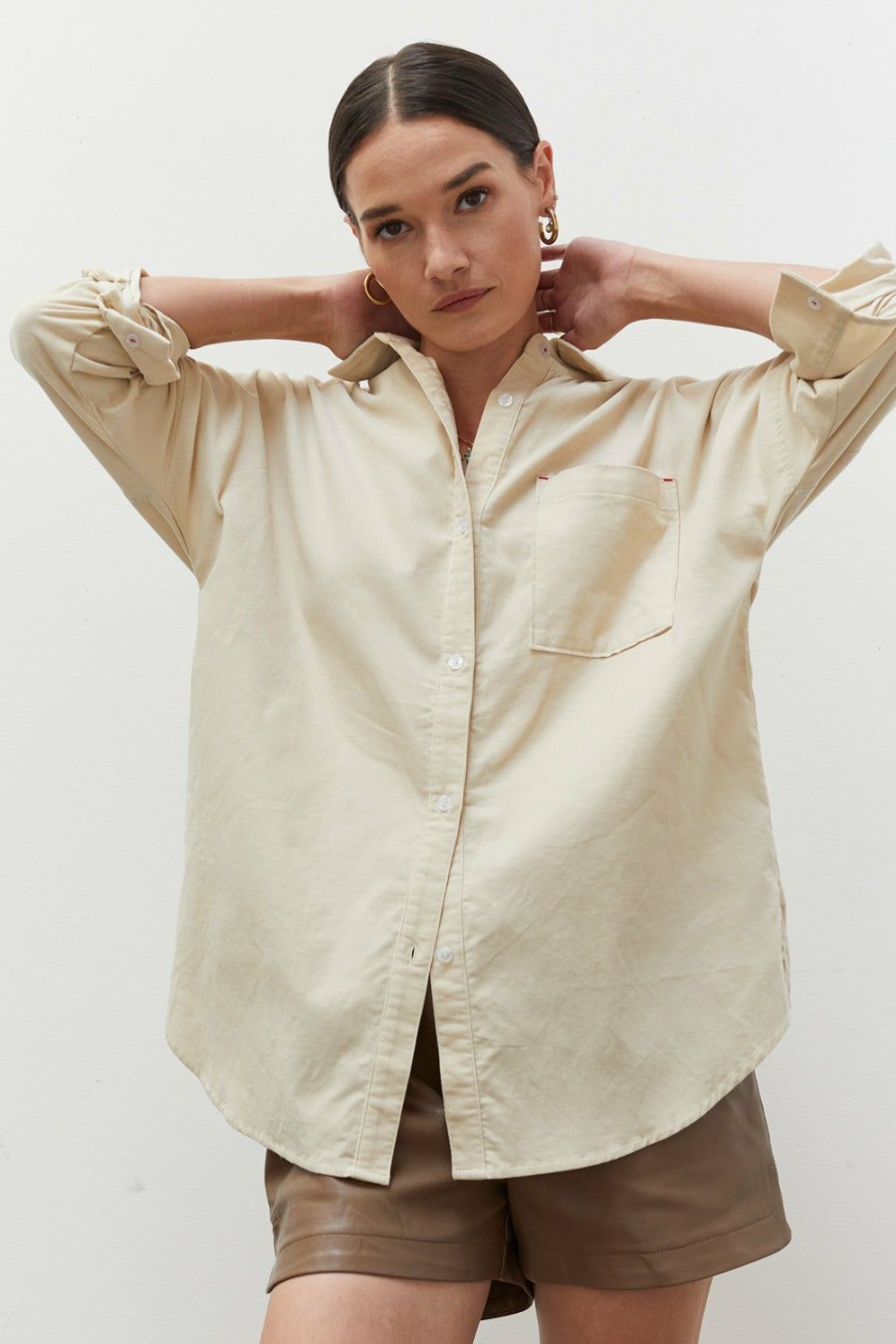 Clothing * | Mardi Lightweight Corduroy Oversized Shirt Hot Sell