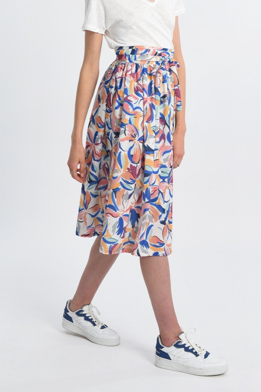 Clothing * | Floral Print Midi Skirt Promotion