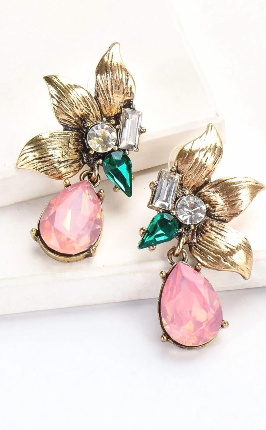 Accessories * | Flower & Rhinestone Drop Earrings Exclusive Design