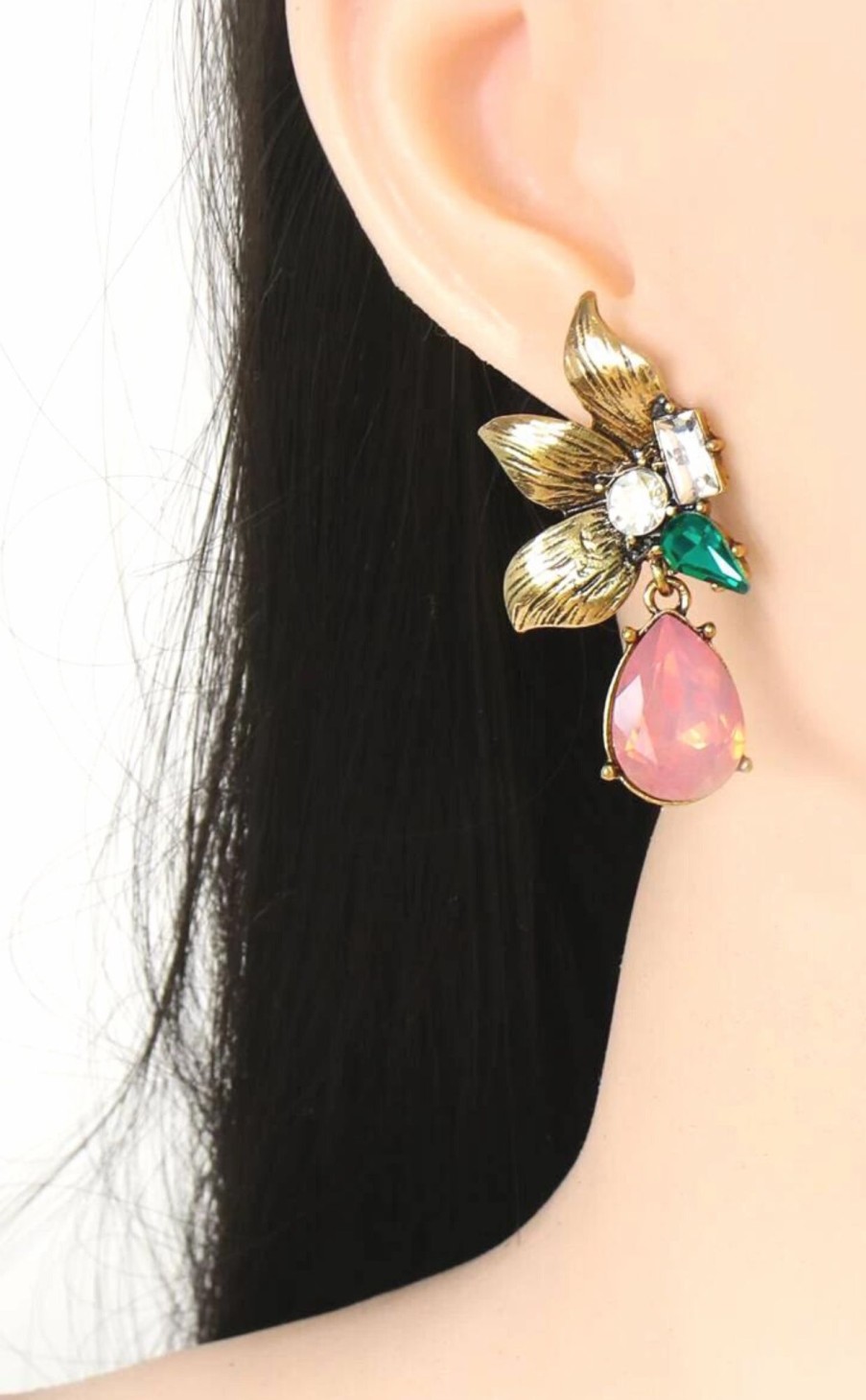 Accessories * | Flower & Rhinestone Drop Earrings Exclusive Design