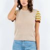 Clothing * | Crochet Sleeve Short Sleeve Sweater Sale Online