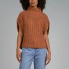 Clothing * | Mock Neck Sleeveless Cable Knit Sweater Lower Price